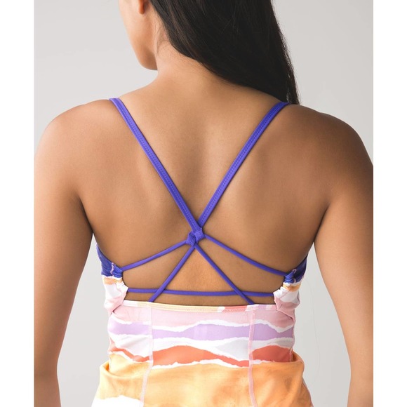 Lululemon Tank Top 4 Dancing Warrior Fitted Strappy Bleacher Stripe Athletic - Picture 6 of 14